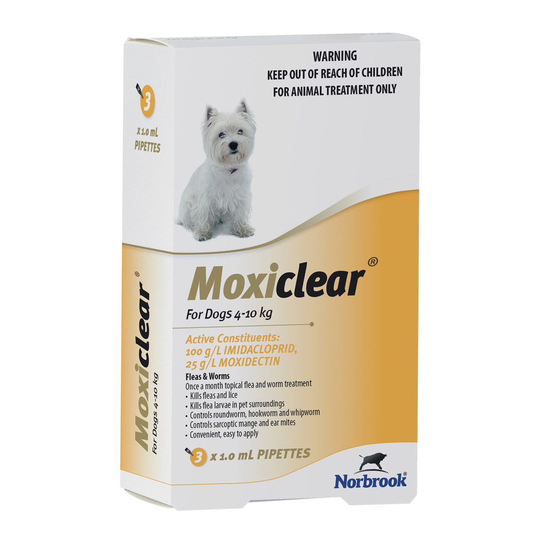 Moxiclear Flea Treatment Dogs 4-10kg 3pk