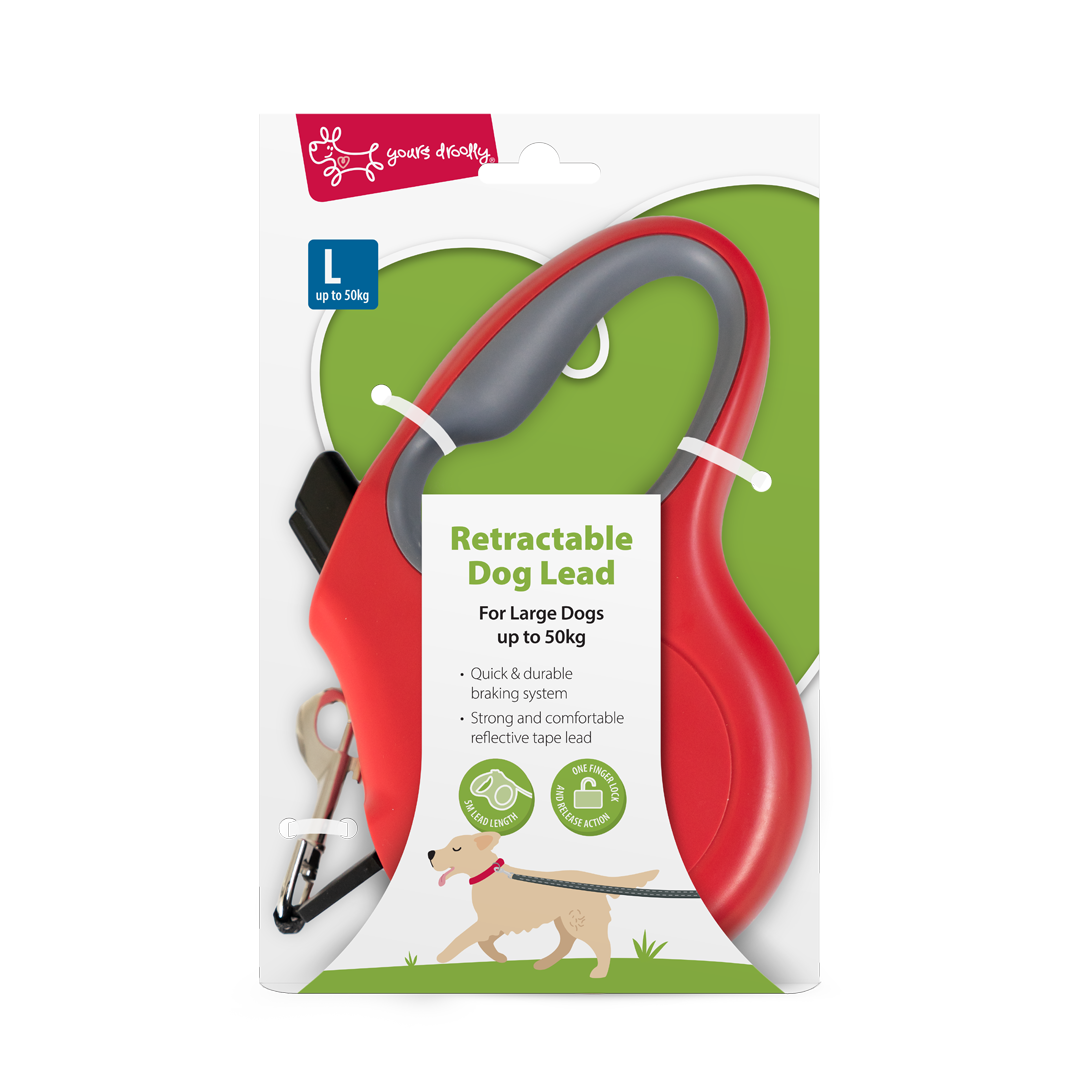 Yours Droolly Retractable Lead Large Red