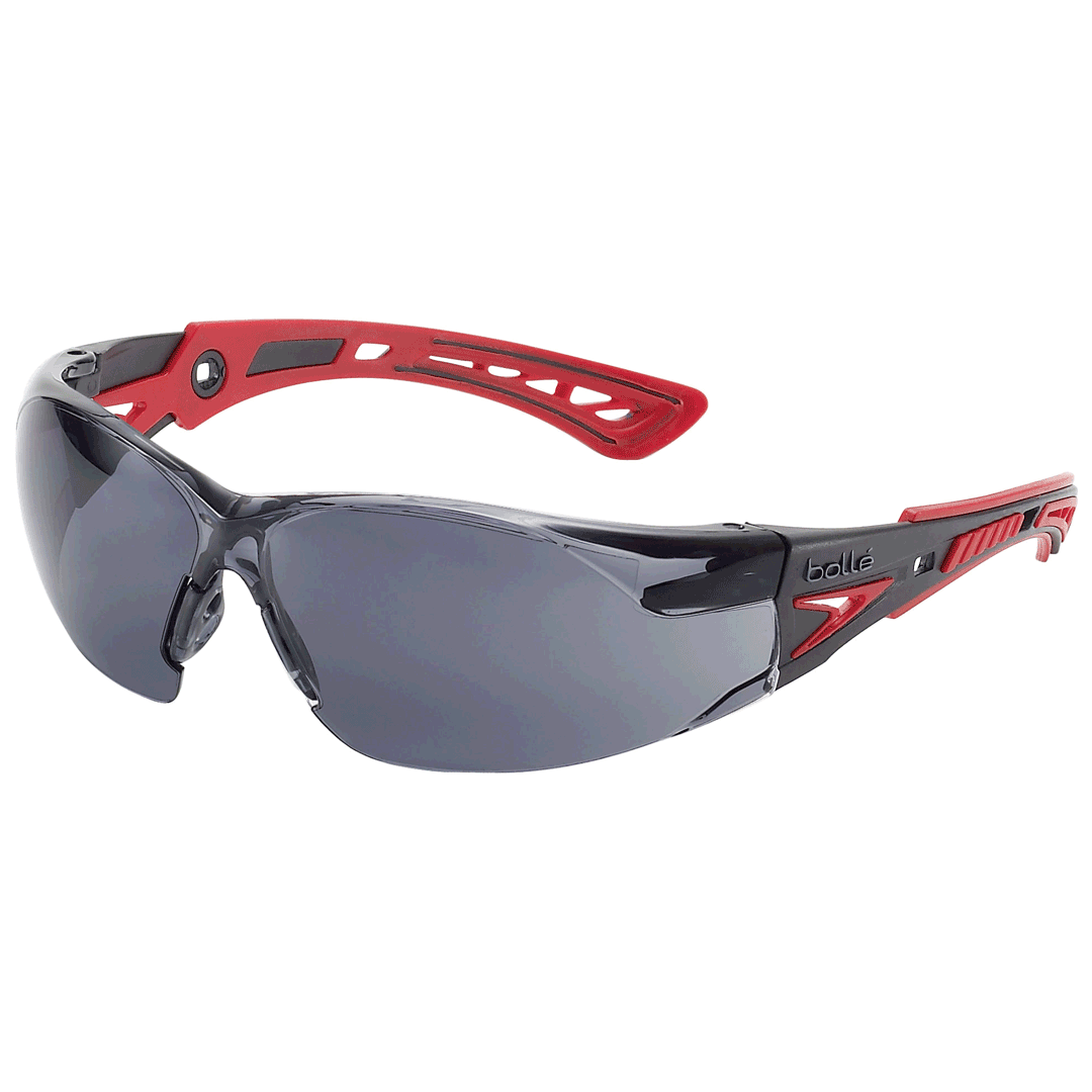 Bolle Rush Plus Protective Glasses Smoke Lens Red Black