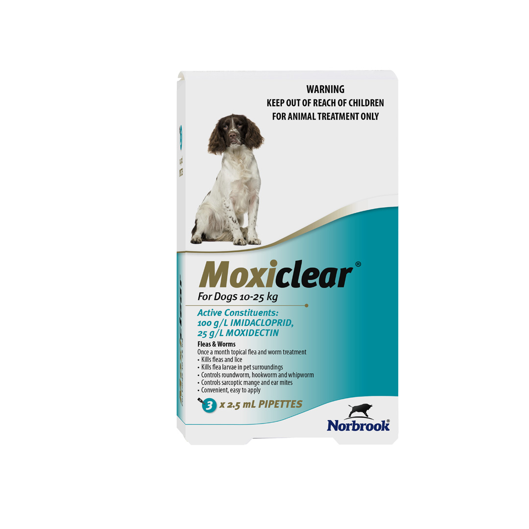 Moxiclear Flea Treatment Dogs 10-25kg 3pk