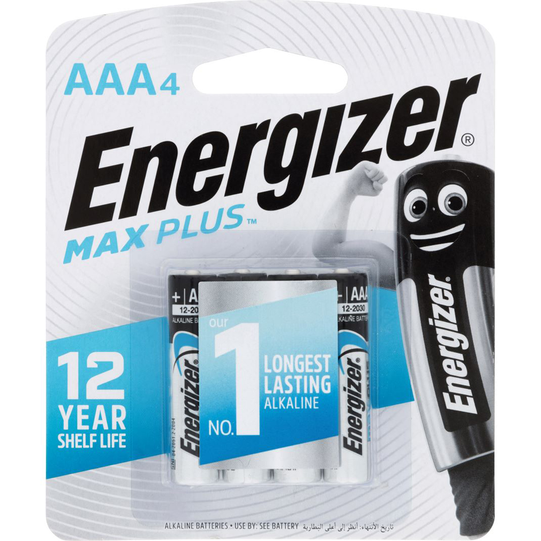 Energizer Max+ AAA Batteries 4 Packet