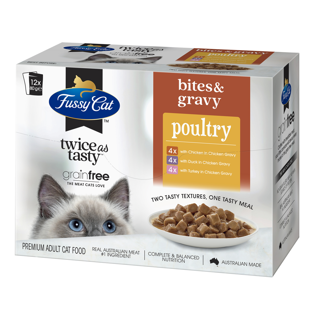 Fussy Cat Twice as Tasty Bites & Gravy Poultry 12x80g