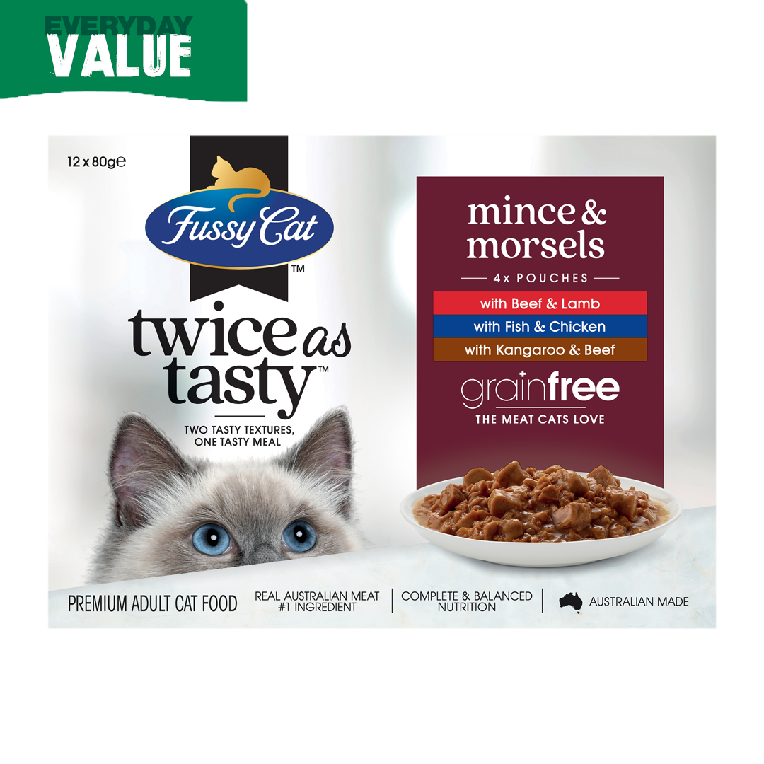 Fussy Cat Twice as Tasty Mince & Morsels 12x80g