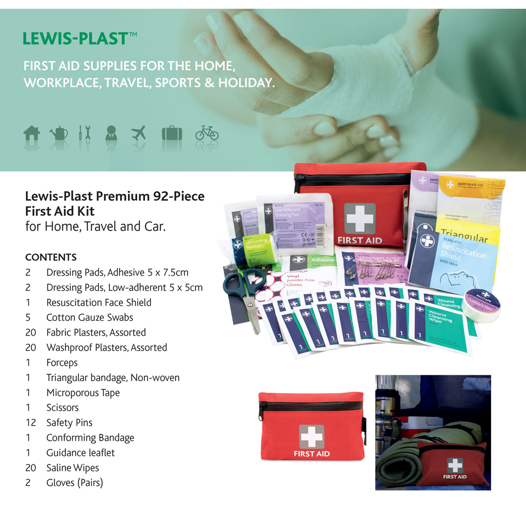 Lewis Plast All Purpose First Aid Kit 92 Piece