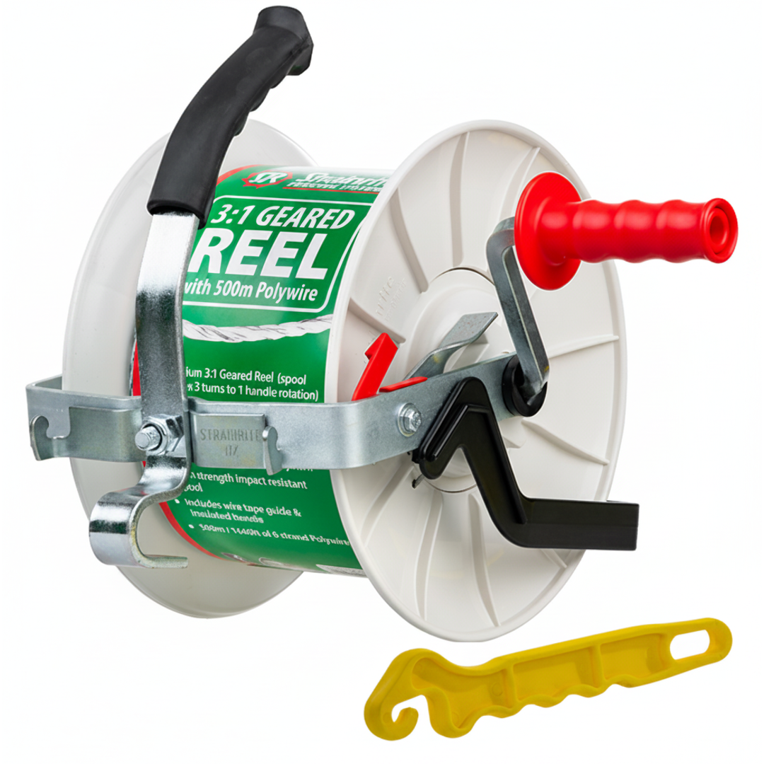 Strainrite Geared Reel 3 to 1 Polywire 500m
