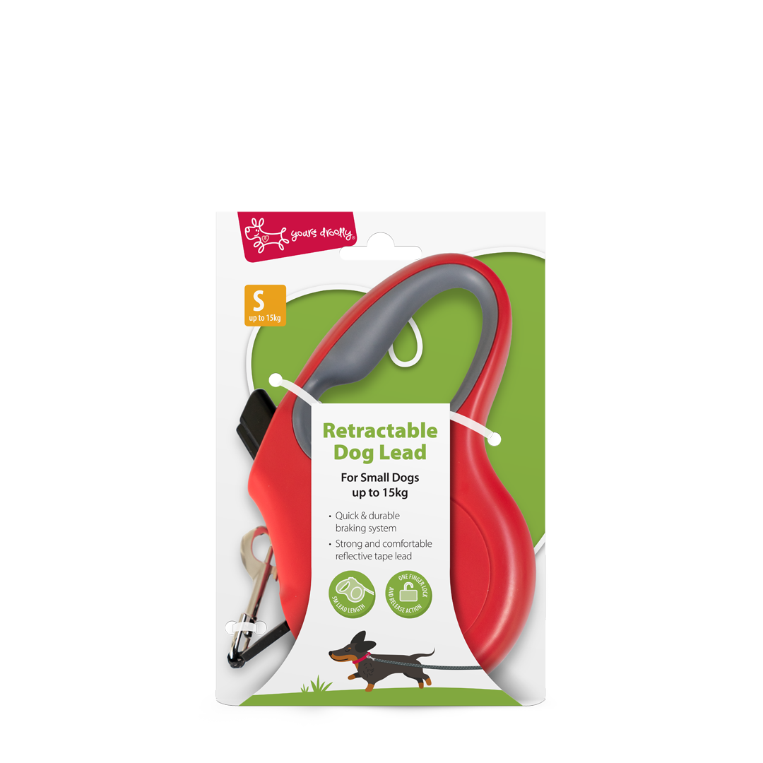 Yours Droolly Retractable Lead Small Red
