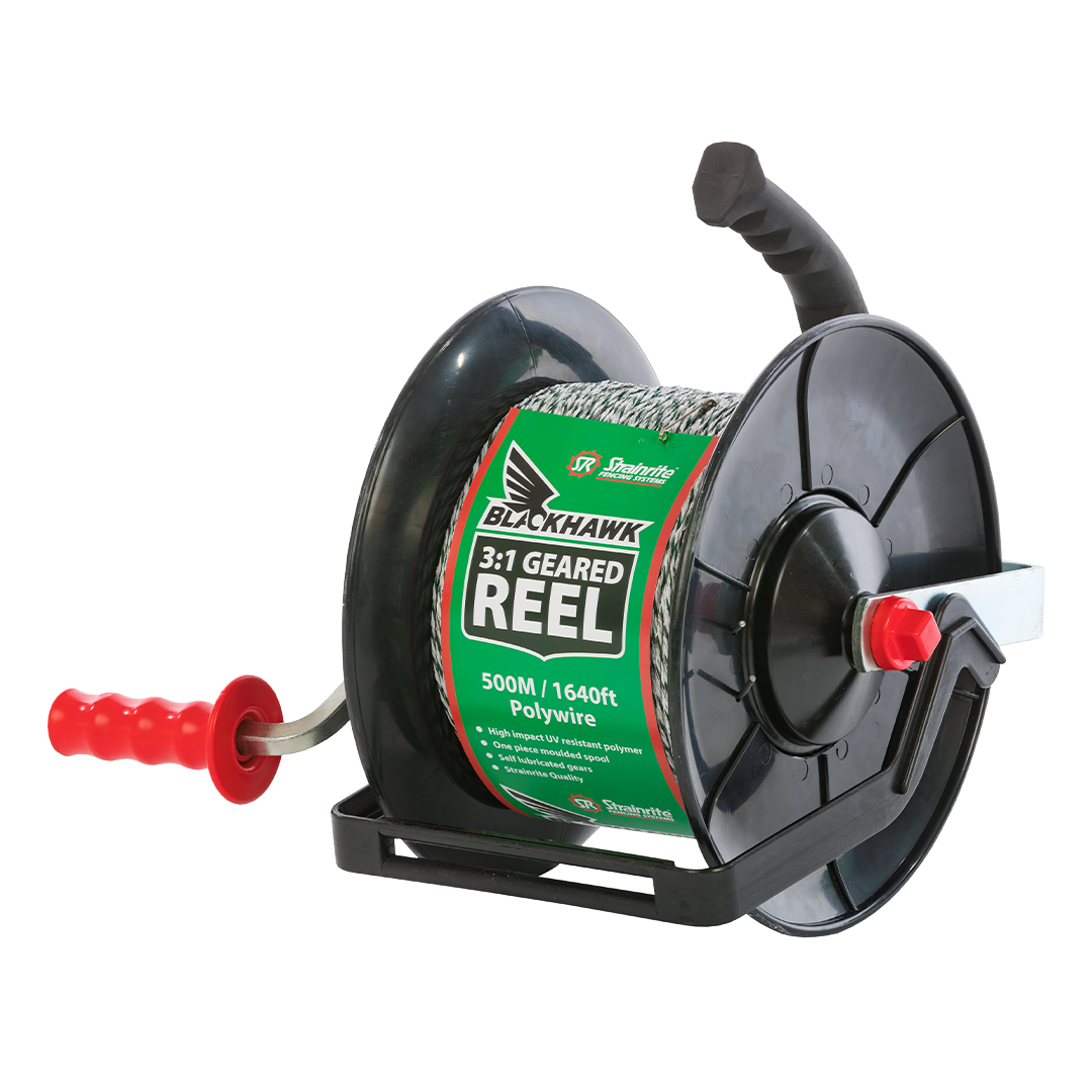 Strainrite Black Hawke Geared Reel Polywire 500m