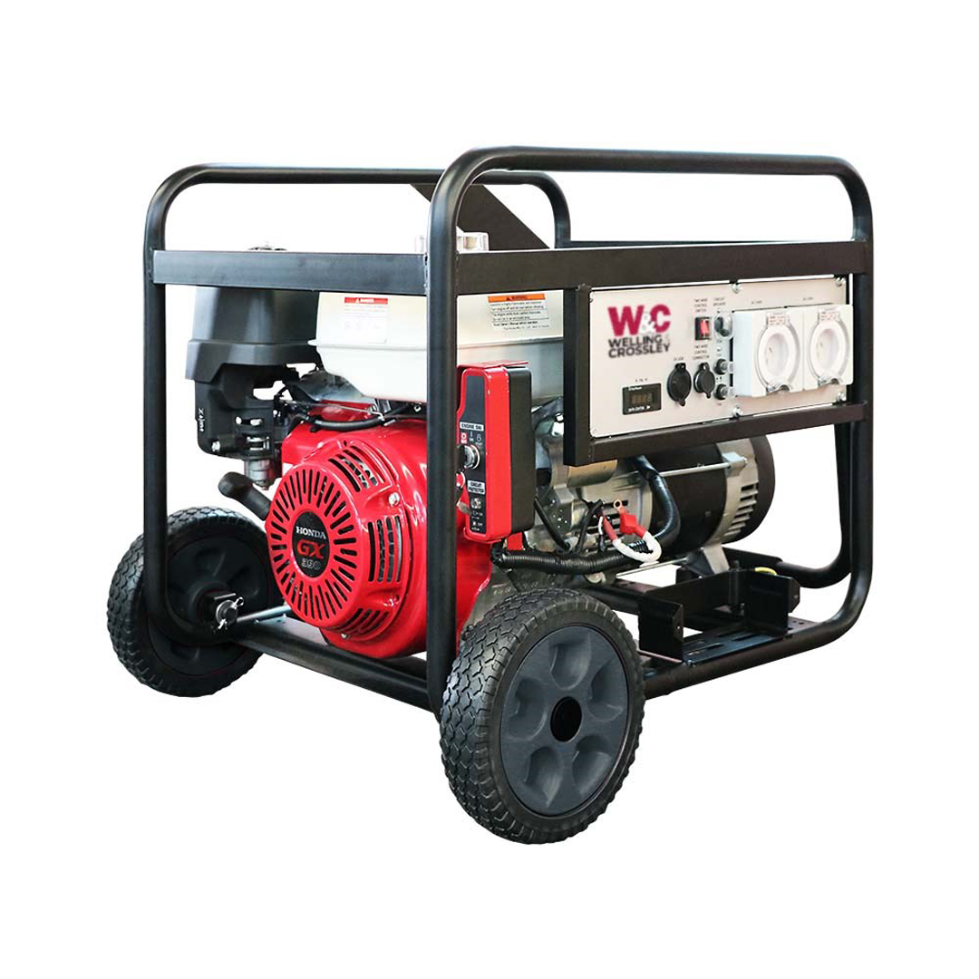 W&C P7750H Open Frame AVR Generator 6,000W Honda Engine