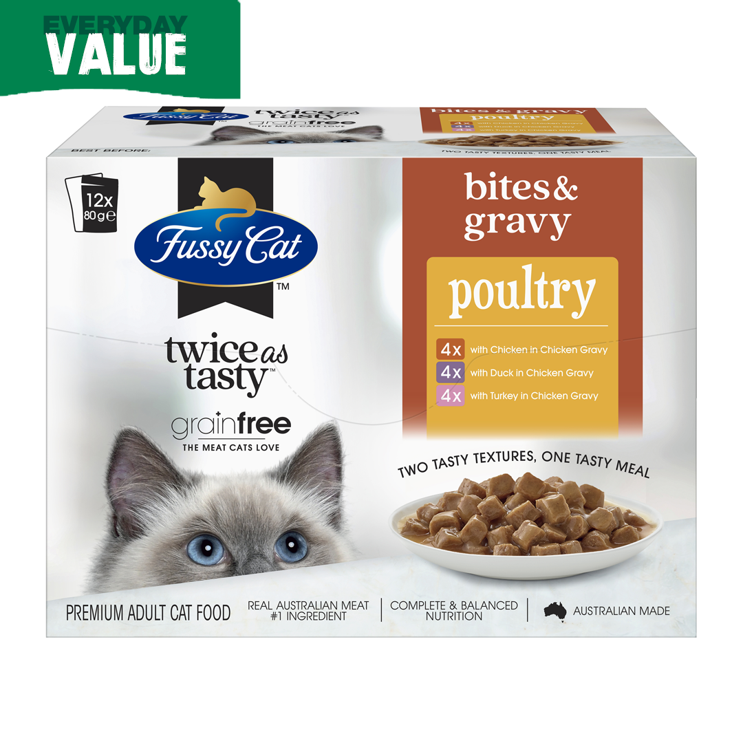 Fussy Cat Twice as Tasty Bites & Gravy Poultry 12x80g