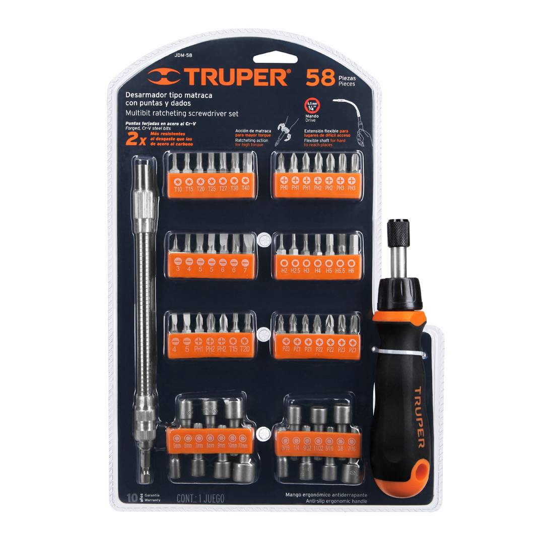 Truper Ratchet Screwdriver Set 58 piece