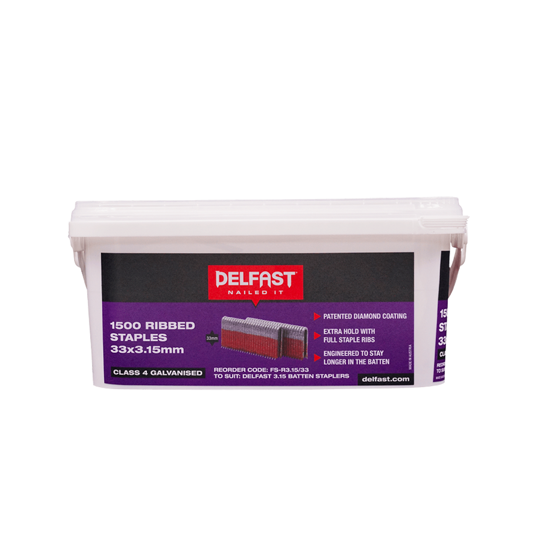 Delfast Staples Ribbed 33x3.15mm 1500 Packet