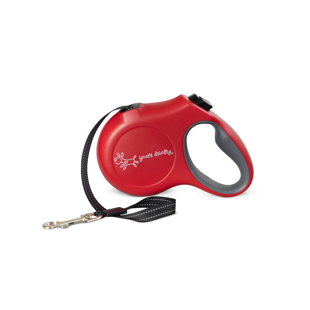 Yours Droolly Retractable Lead Med Red