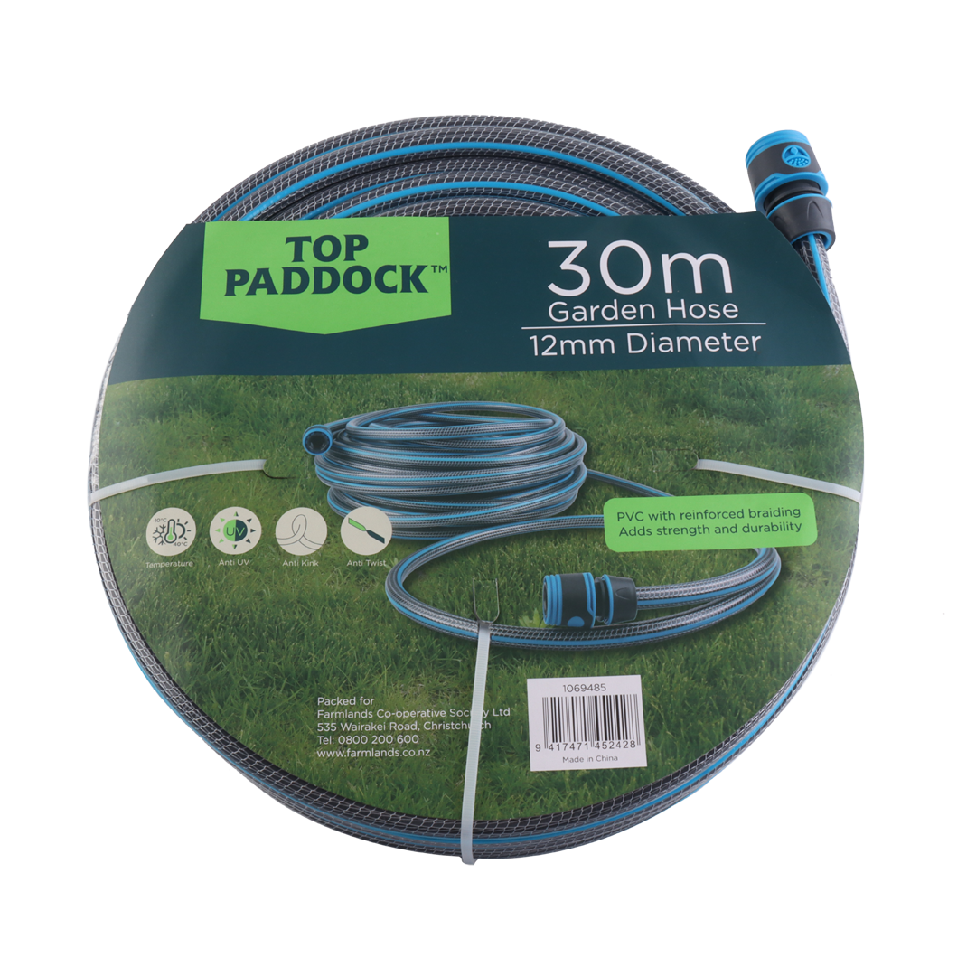 Top Paddock Garden Hose 30m Fitted 12mm