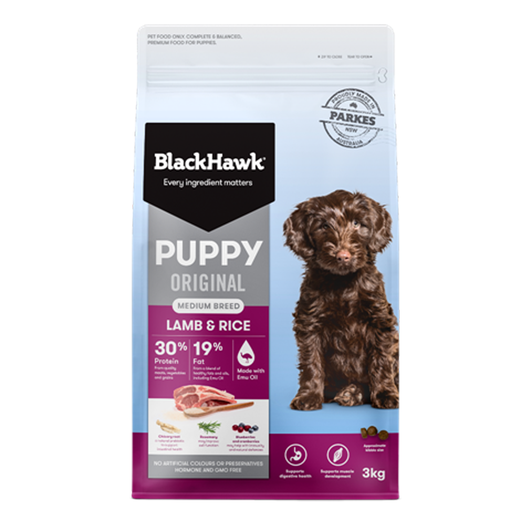 Black Hawk Puppy Med Lamb & Rice 10kg