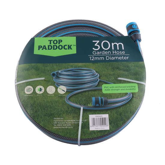 Top Paddock Garden Hose 30m Fitted 12mm
