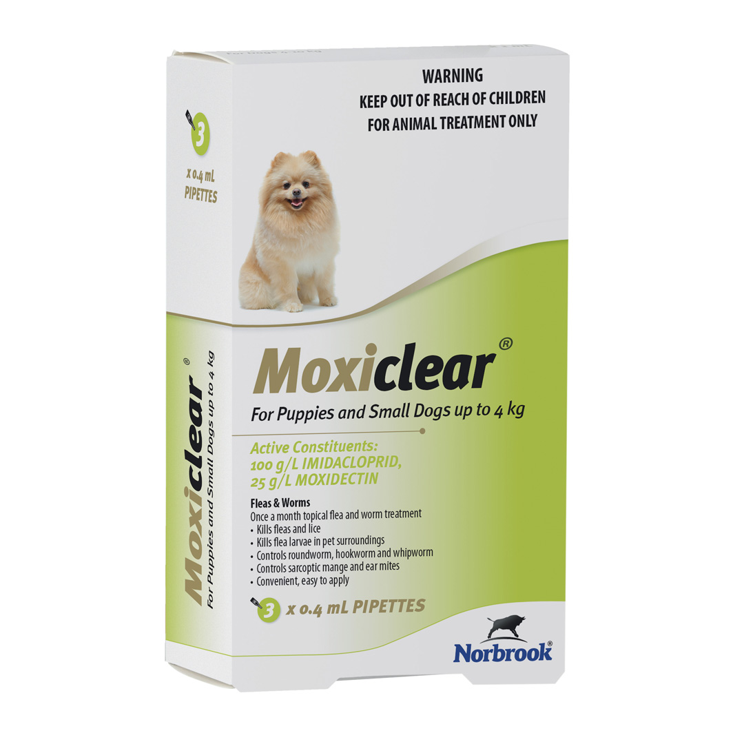 Moxiclear Flea Treatment Dogs Up To 4kg 3pk