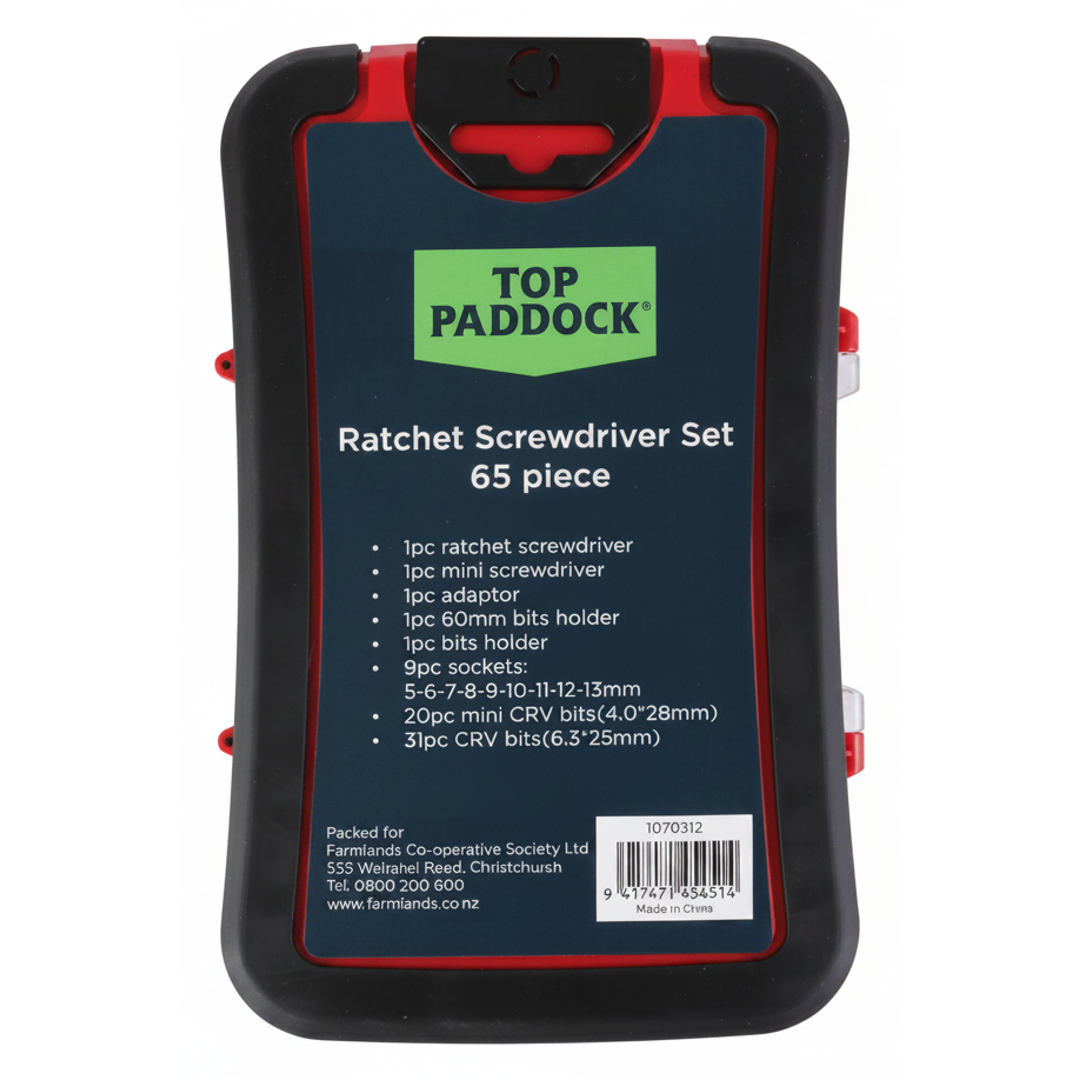 Top Paddock Ratchet Screwdriver Set 65 Piece