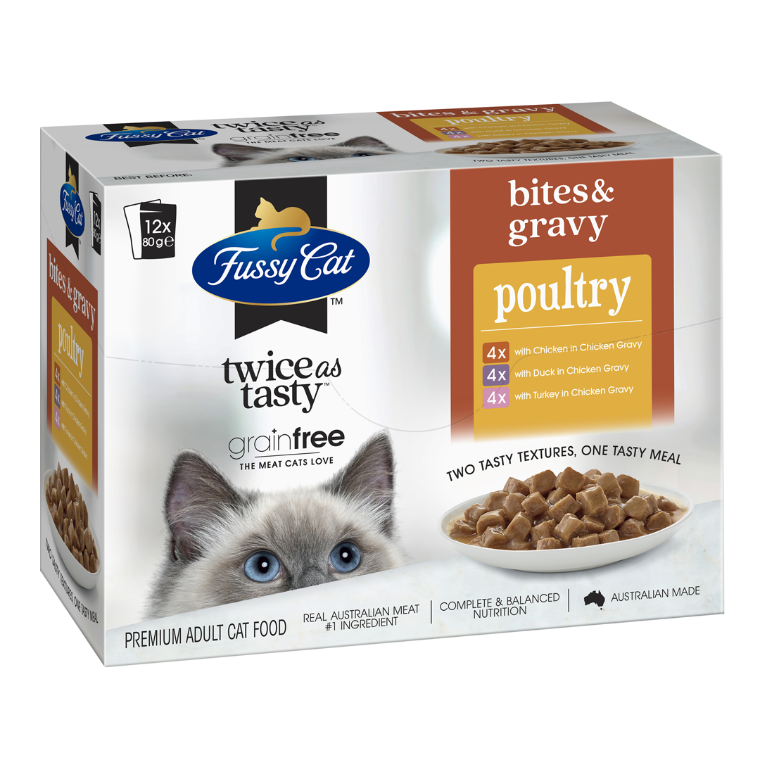 Fussy Cat Twice as Tasty Bites & Gravy Poultry 12x80g