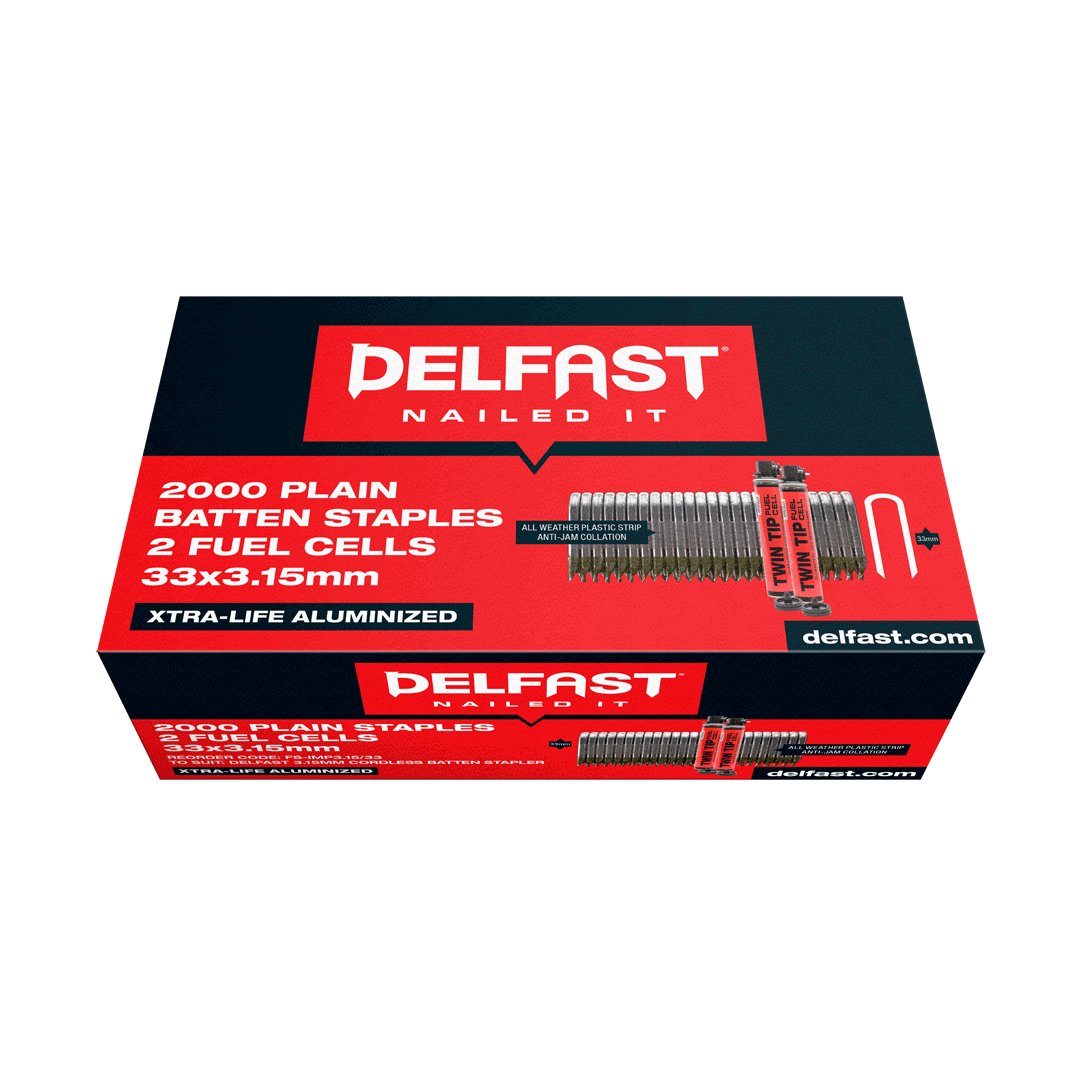 Delfast Batten Staple Galv w Fuel 33mm x 3.15mm 2000 Packet