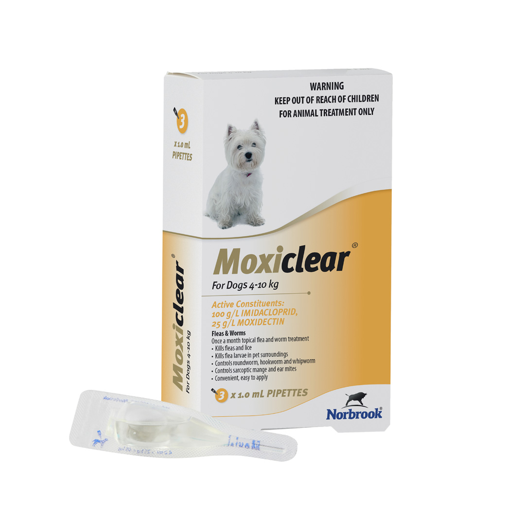 Moxiclear Flea Treatment Dogs 4-10kg 3pk