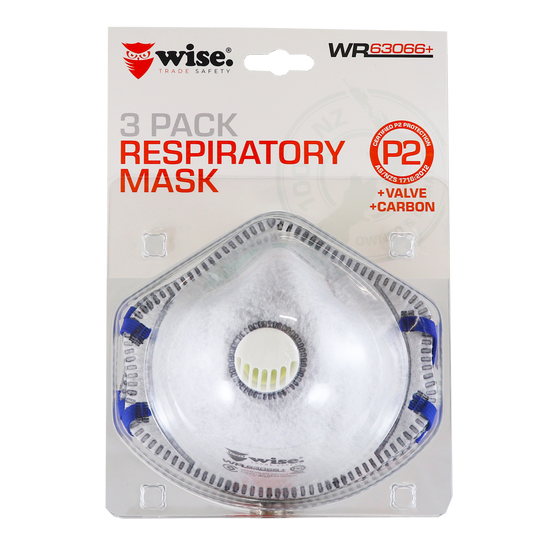 Wise Carbon P2 Mask With Valve 3 Packet