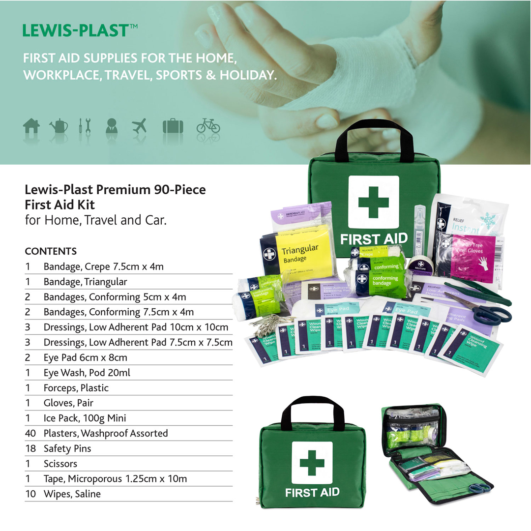 Lewis Plast All Purpose First Aid Kit 90 Piece