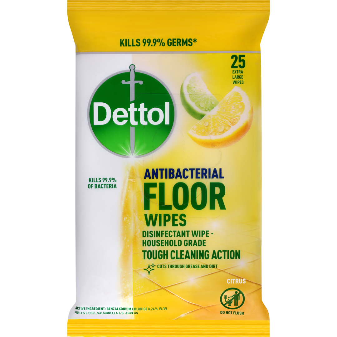 Dettol Antibacterial Citrus Floor Wipes 25 Pack