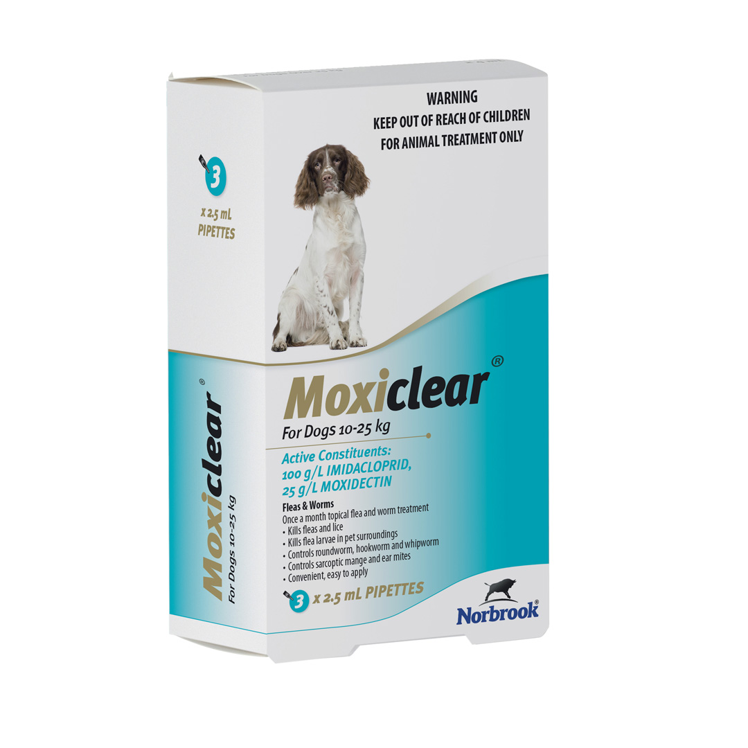 Moxiclear Flea Treatment Dogs 10-25kg 3pk